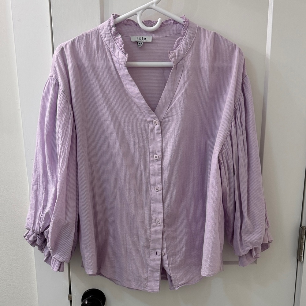 Fate Lilac Button-Up Blouse